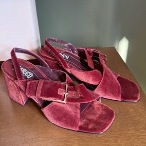 Labucq Red Velvet Heels